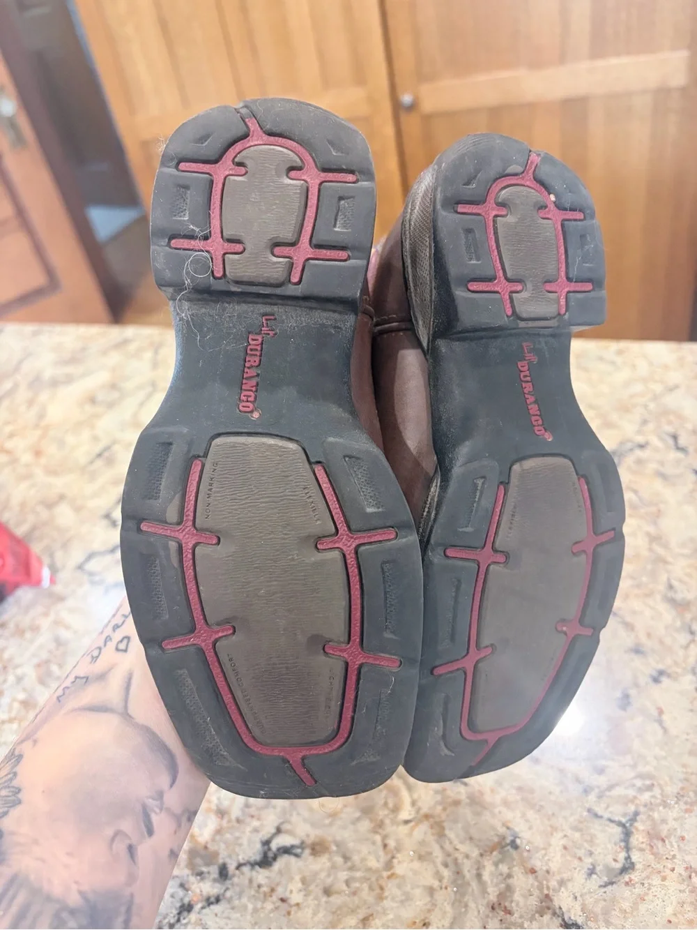 Durango Kids Brown Boots with Red, Cream & Blue Flag Design